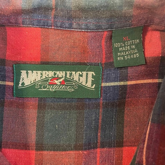 Vintage 90s American Eagle Outfitters Mens XL Plaid Flannel Shirt Red Green Blue - Picture 3 of 9